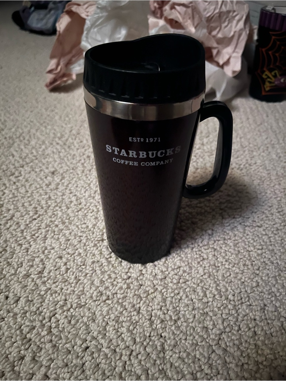 Starbucks Travel Mug with Black Lid and Handle
